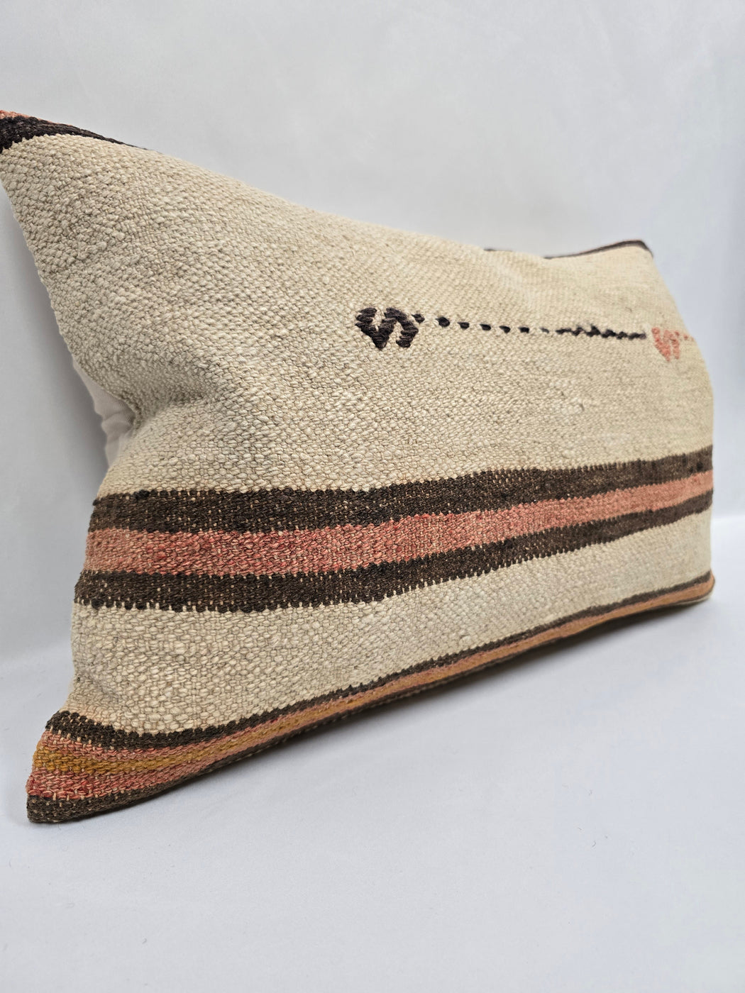 Turkish Hemp Pillow Cushion Natural Cream Black Brown Pillow Cushion Cover 16" x 24" #9032