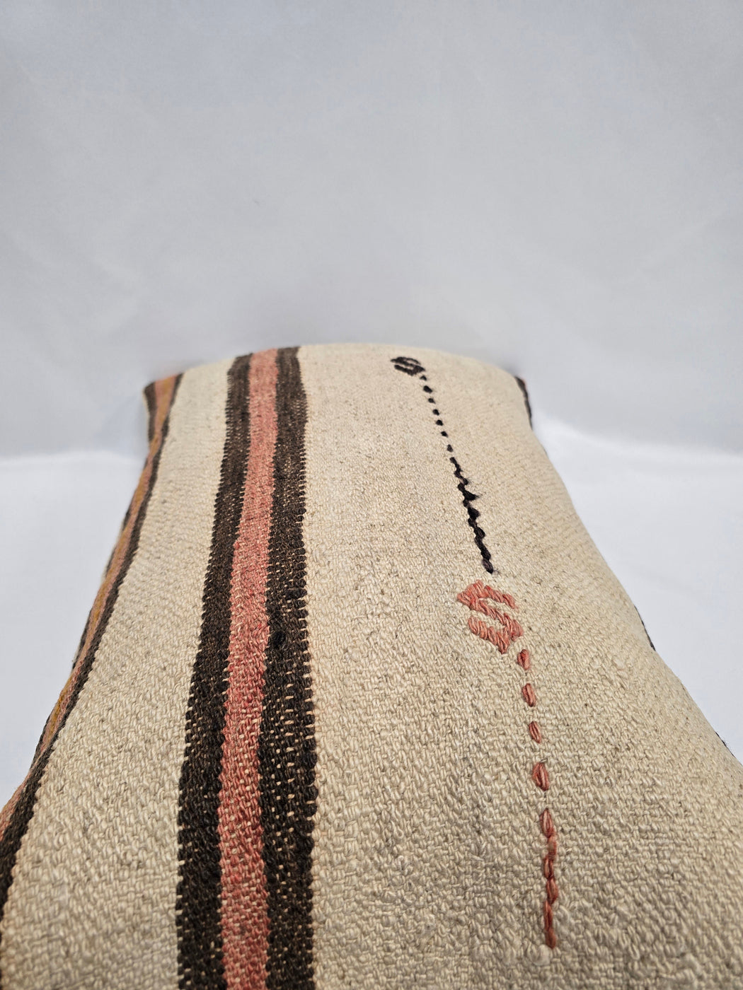 Turkish Hemp Pillow Cushion Natural Cream Black Brown Pillow Cushion Cover 16" x 24" #9032