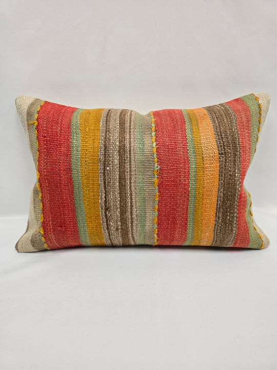 Turkish Hemp Pillow Cushion Natural Red Yellow Pillow Cushion Cover 16" x 24" #9053