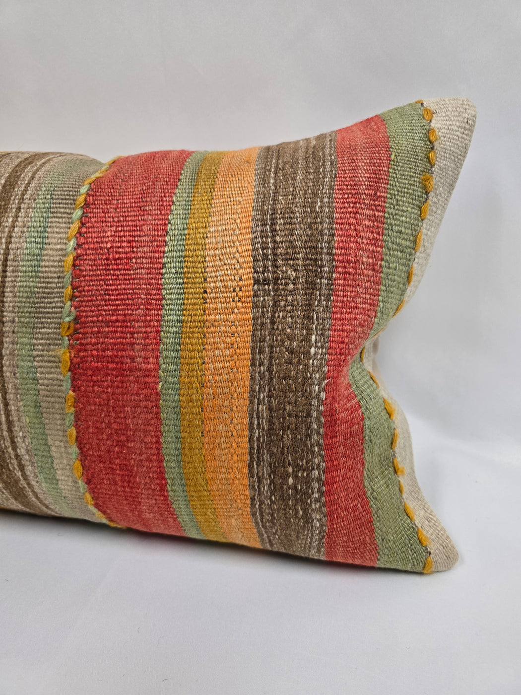 Turkish Hemp Pillow Cushion Natural Red Yellow Pillow Cushion Cover 16" x 24" #9053
