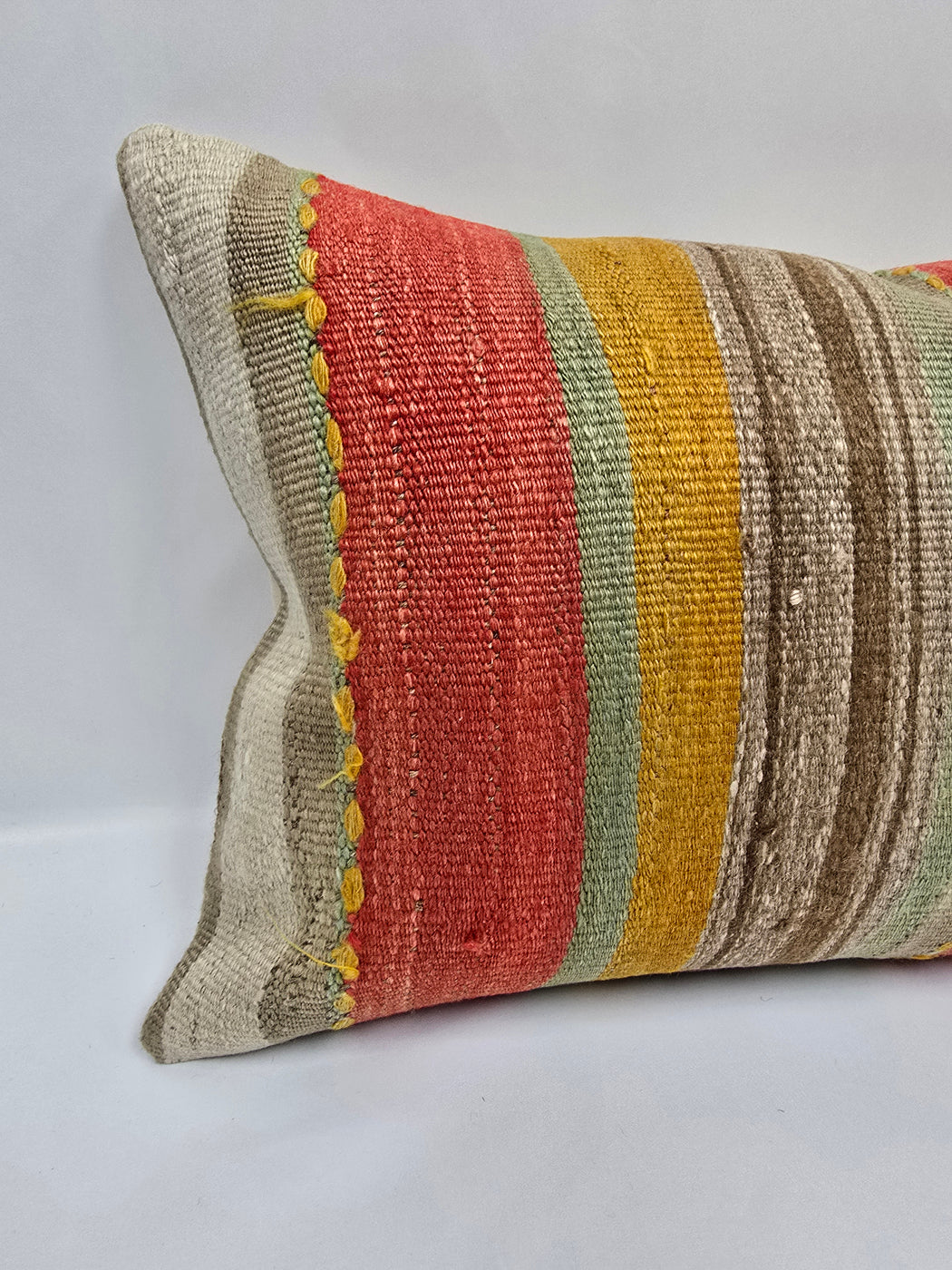 Turkish Hemp Pillow Cushion Natural Red Yellow Pillow Cushion Cover 16" x 24" #9053