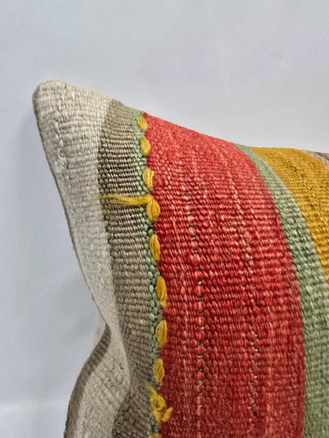 Turkish Hemp Pillow Cushion Natural Red Yellow Pillow Cushion Cover 16" x 24" #9053