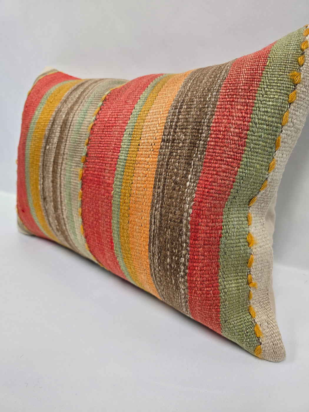 Turkish Hemp Pillow Cushion Natural Red Yellow Pillow Cushion Cover 16" x 24" #9053