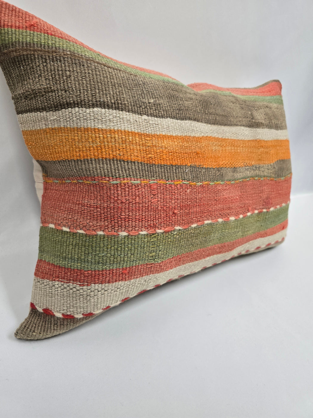 Turkish Hemp Pillow Cushion Natural Brown Orange Pillow Cushion Cover 16" x 24" #9042