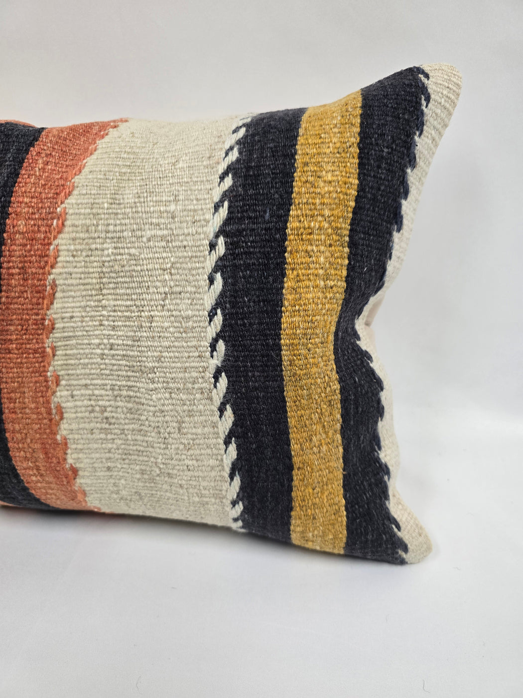 Turkish Hemp Pillow Cushion Natural Blue Yellow Cream Pillow Cushion Cover 16" x 24" #9039