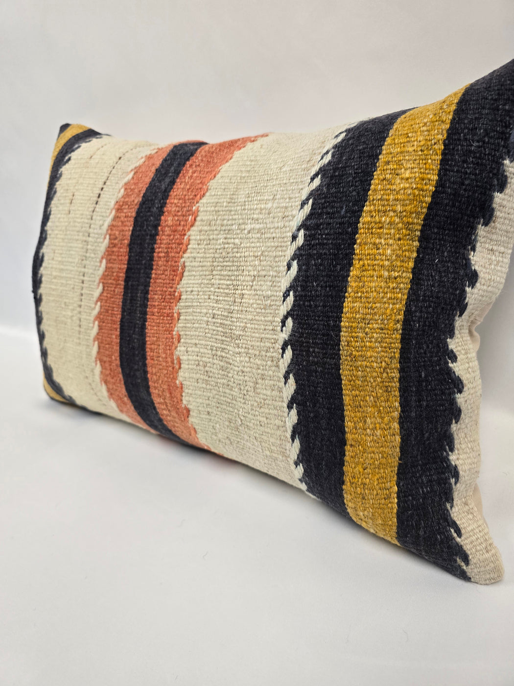 Turkish Hemp Pillow Cushion Natural Blue Yellow Cream Pillow Cushion Cover 16" x 24" #9039