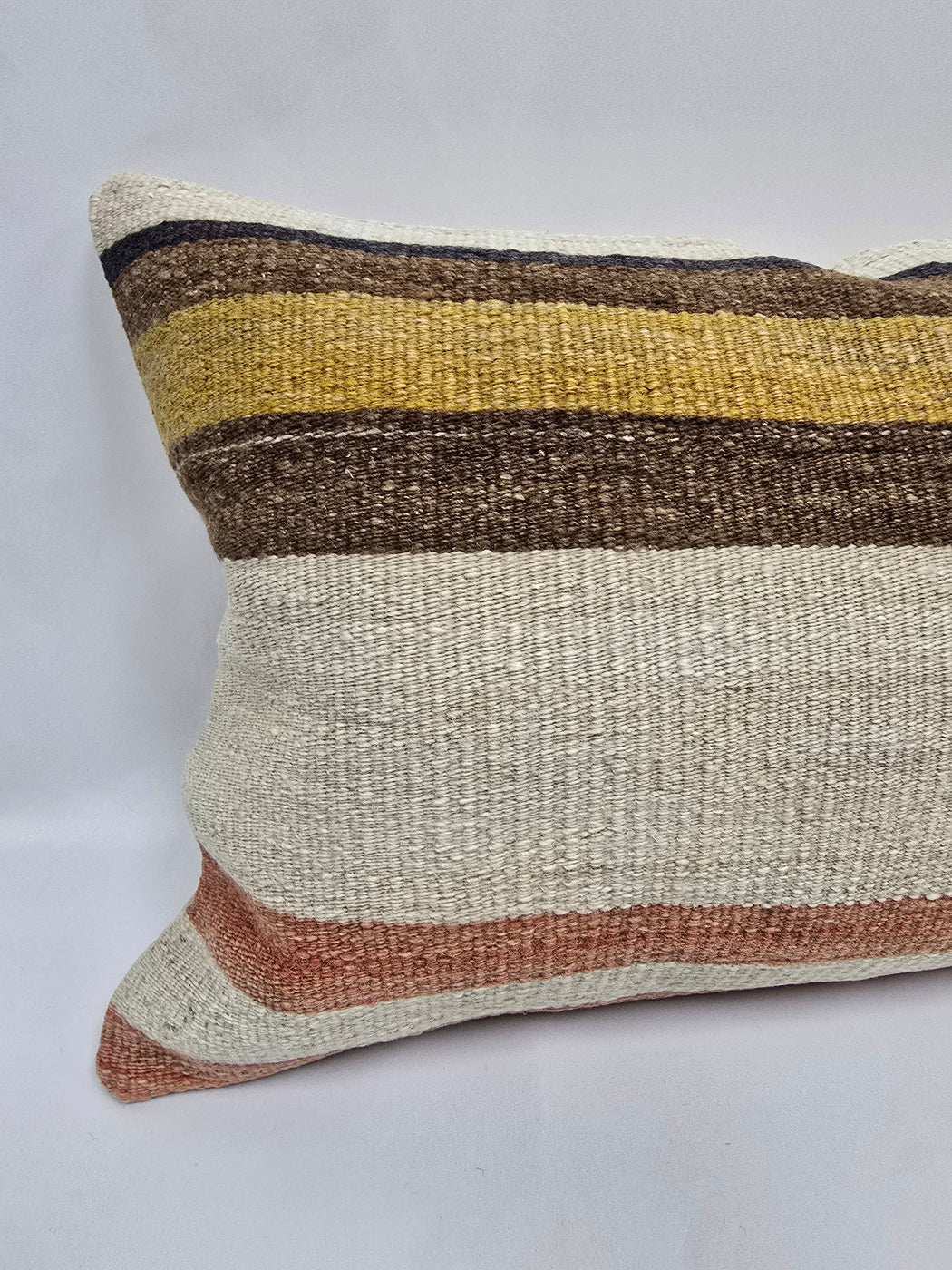 Turkish Hemp Pillow Cushion Natural Brown Cream Pillow Cushion Cover 16" x 24" #9034
