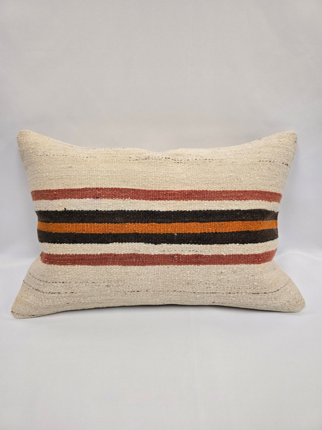 Turkish Hemp Pillow Cushion Natural Cream Black Orange Pillow Cushion Cover 16" x 24" #9030