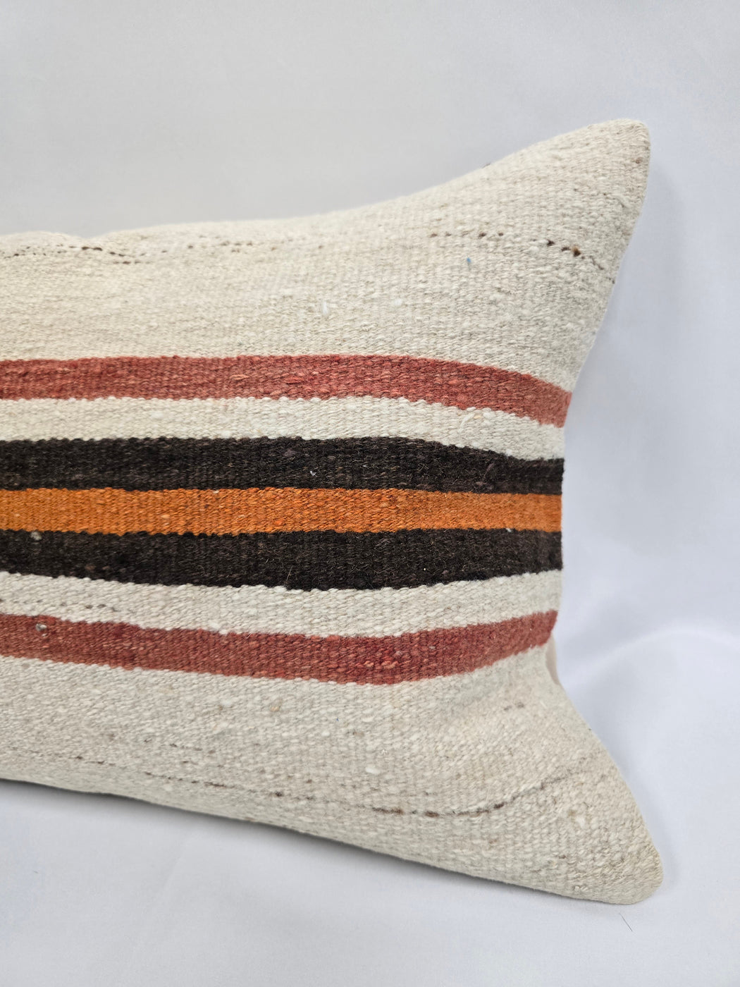 Turkish Hemp Pillow Cushion Natural Cream Black Orange Pillow Cushion Cover 16" x 24" #9030