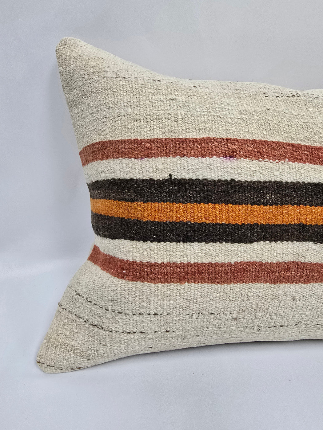 Turkish Hemp Pillow Cushion Natural Cream Black Orange Pillow Cushion Cover 16" x 24" #9030