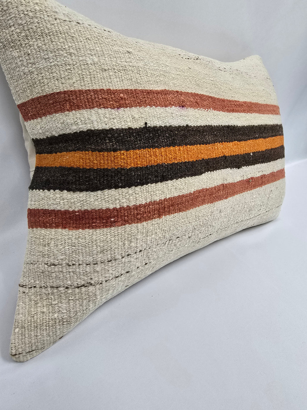 Turkish Hemp Pillow Cushion Natural Cream Black Orange Pillow Cushion Cover 16" x 24" #9030