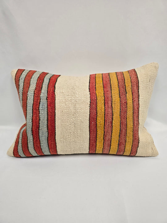 Turkish Hemp Pillow Cushion Natural Cream Red Blue Yellow Pillow Cushion Cover 16" x 24" #9046