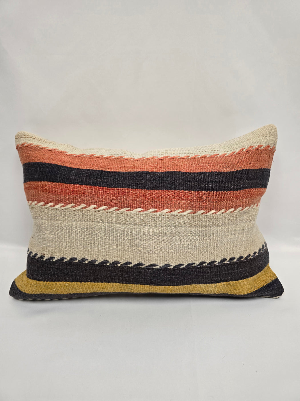 Turkish Hemp Pillow Cushion Natural Beige Orange Pillow Cushion Cover 16" x 24" #9047