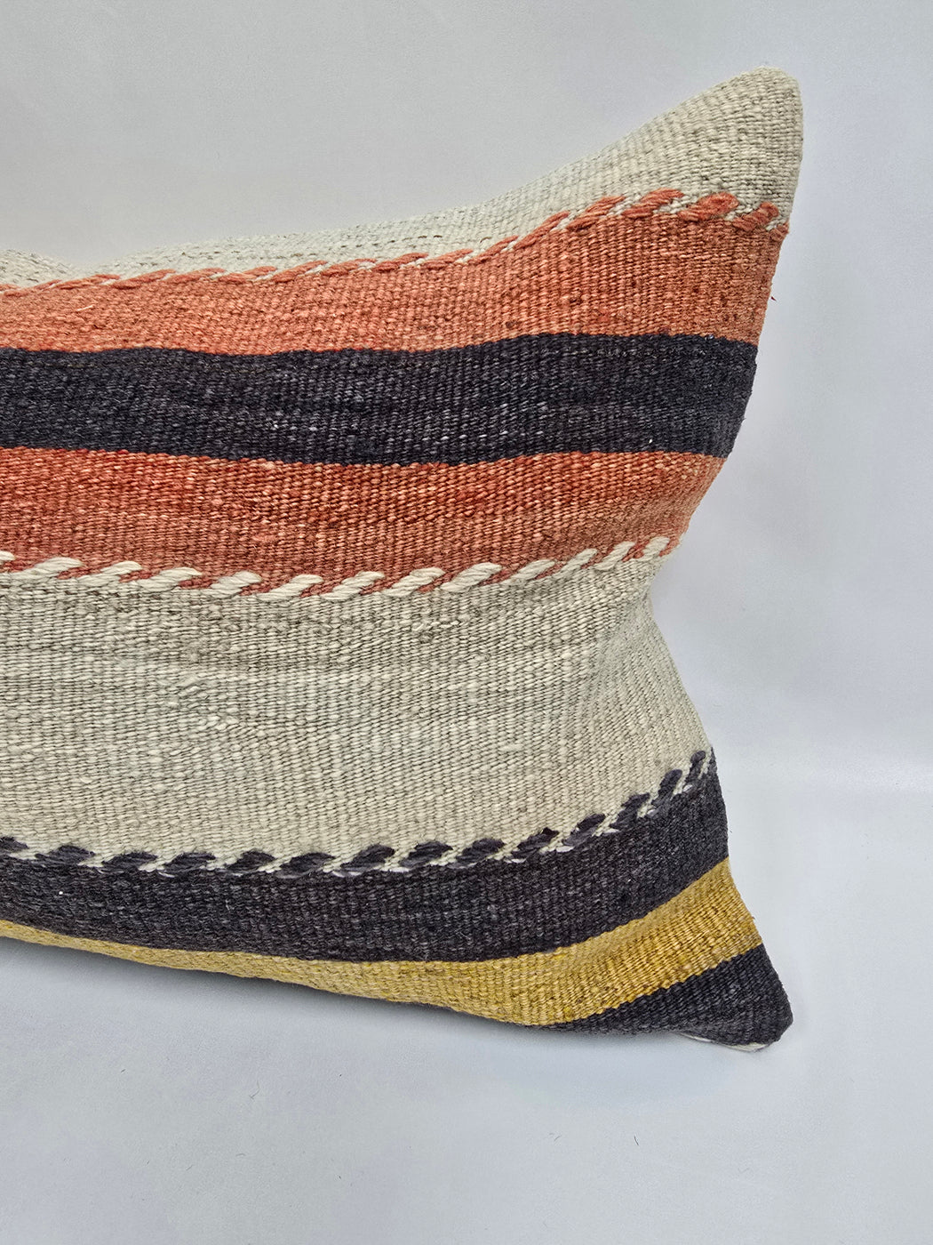 Turkish Hemp Pillow Cushion Natural Beige Orange Pillow Cushion Cover 16" x 24" #9047