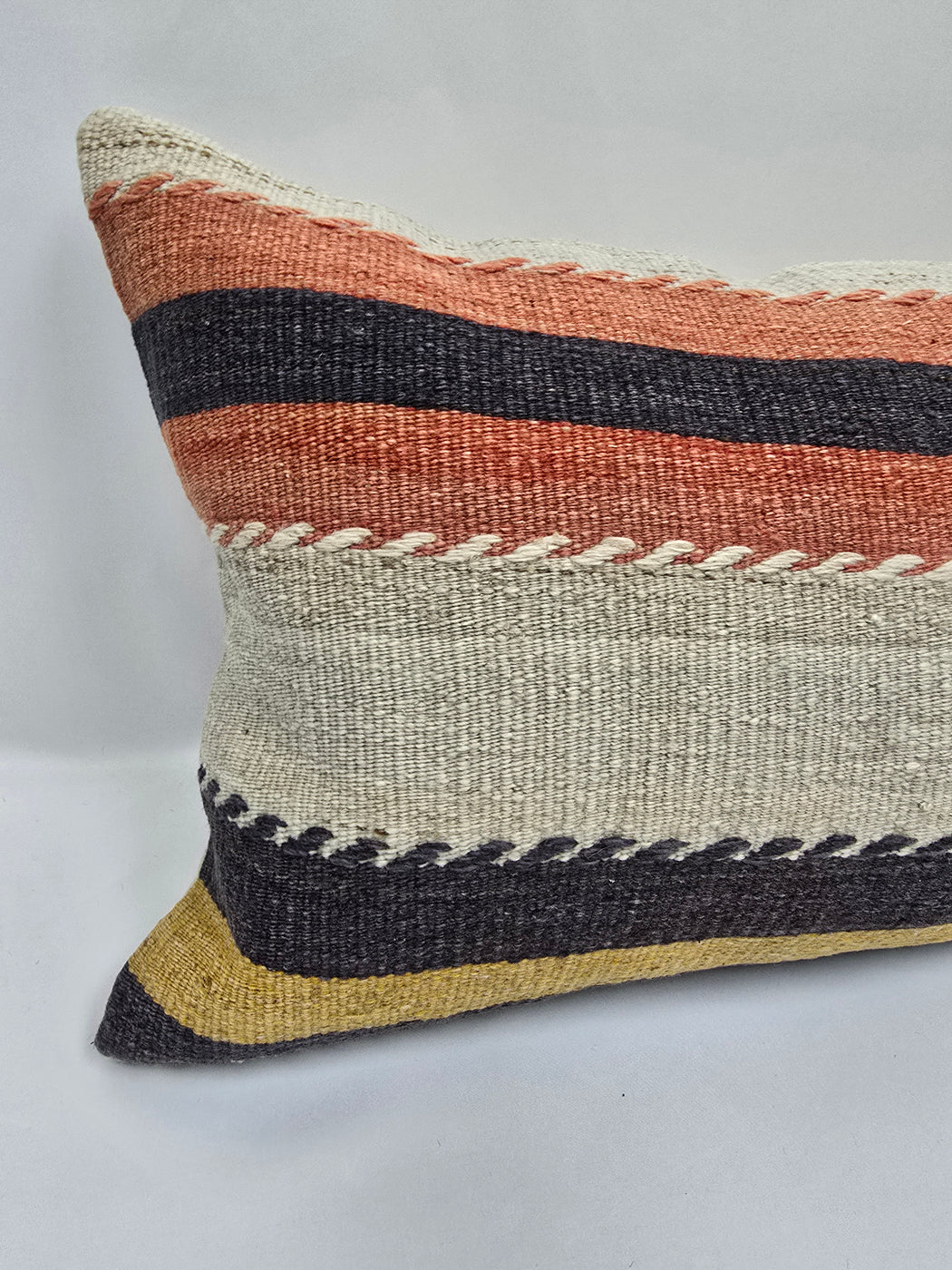 Turkish Hemp Pillow Cushion Natural Beige Orange Pillow Cushion Cover 16" x 24" #9047