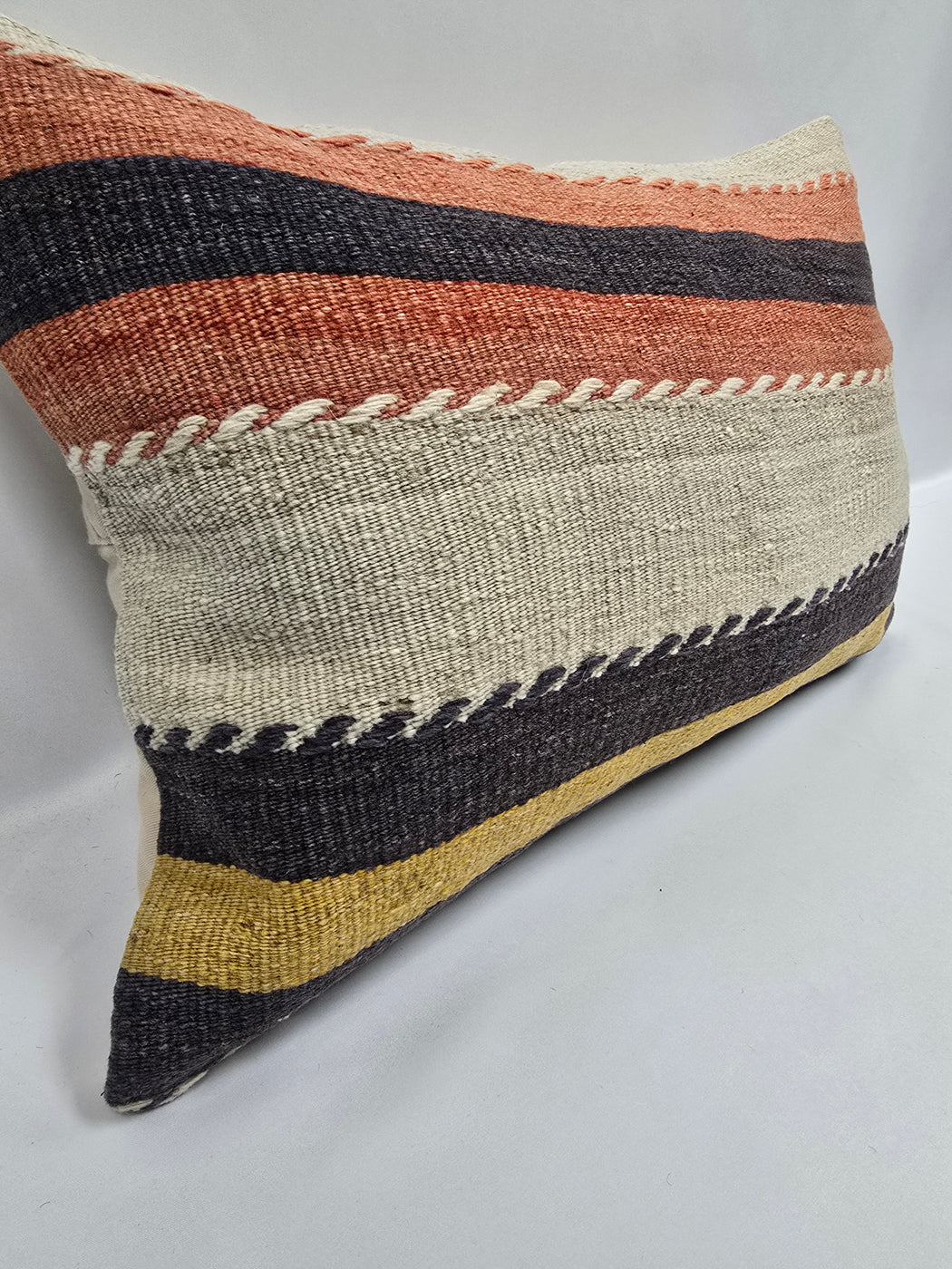 Turkish Hemp Pillow Cushion Natural Beige Orange Pillow Cushion Cover 16" x 24" #9047