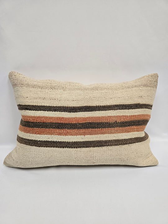 Turkish Hemp Pillow Cushion Natural Cream Brown Pillow Cushion Cover 16" x 24" #9028