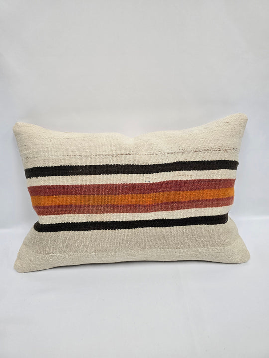 Turkish Hemp Pillow Cushion Natural Red Orange Cream Pillow Cushion Cover 16" x 24" #9025