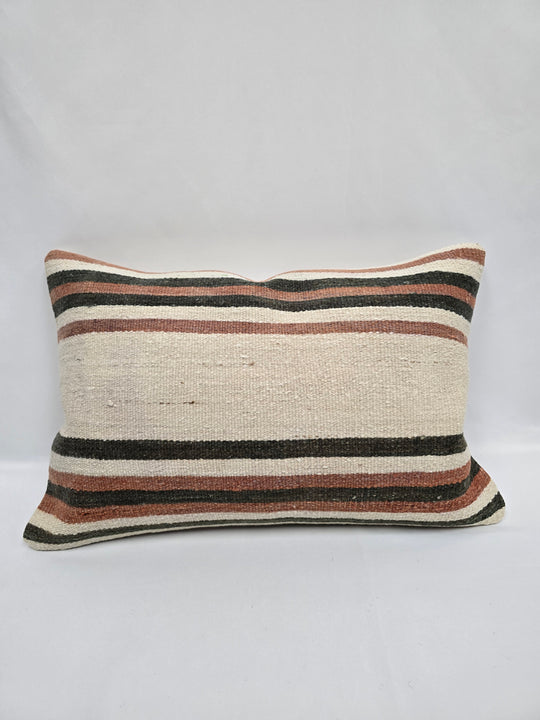 Turkish Hemp Pillow Cushion Natural Brown Cream Black Pillow Cushion Cover 16" x 24" #9023