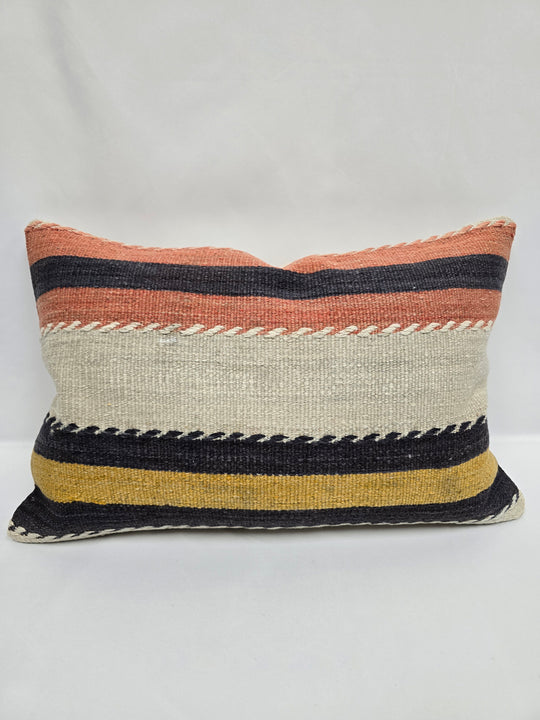 Turkish Hemp Pillow Cushion Natural Black Cream Yellow Pillow Cushion Cover 16" x 24" #9020
