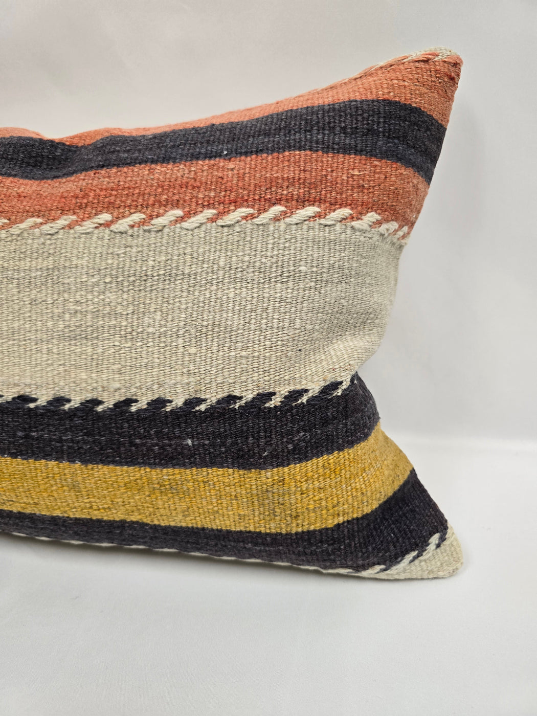 Turkish Hemp Pillow Cushion Natural Black Cream Yellow Pillow Cushion Cover 16" x 24" #9020