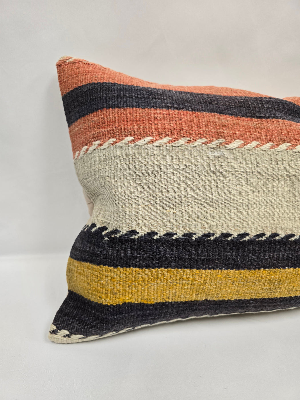 Turkish Hemp Pillow Cushion Natural Black Cream Yellow Pillow Cushion Cover 16" x 24" #9020