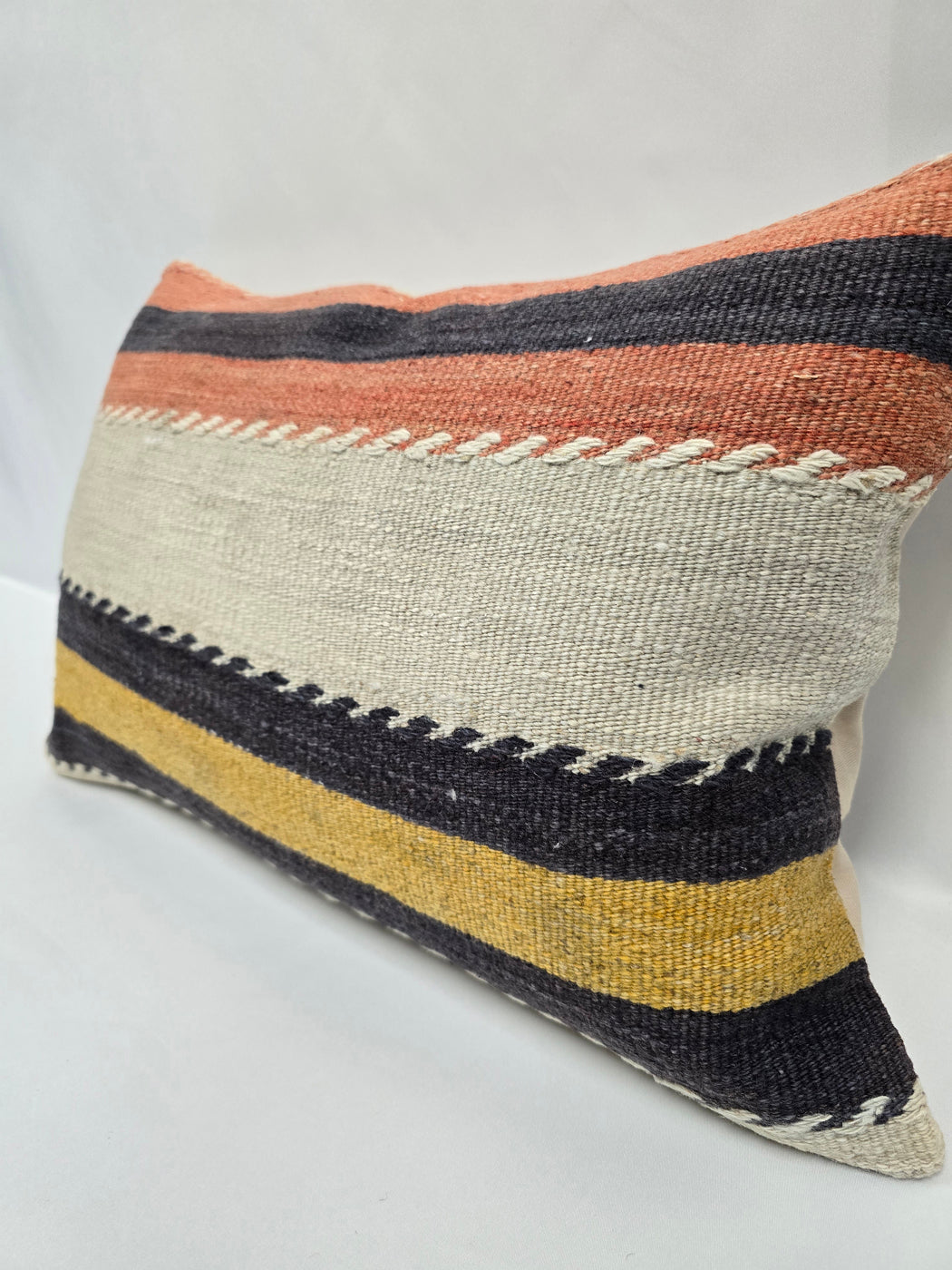 Turkish Hemp Pillow Cushion Natural Black Cream Yellow Pillow Cushion Cover 16" x 24" #9020