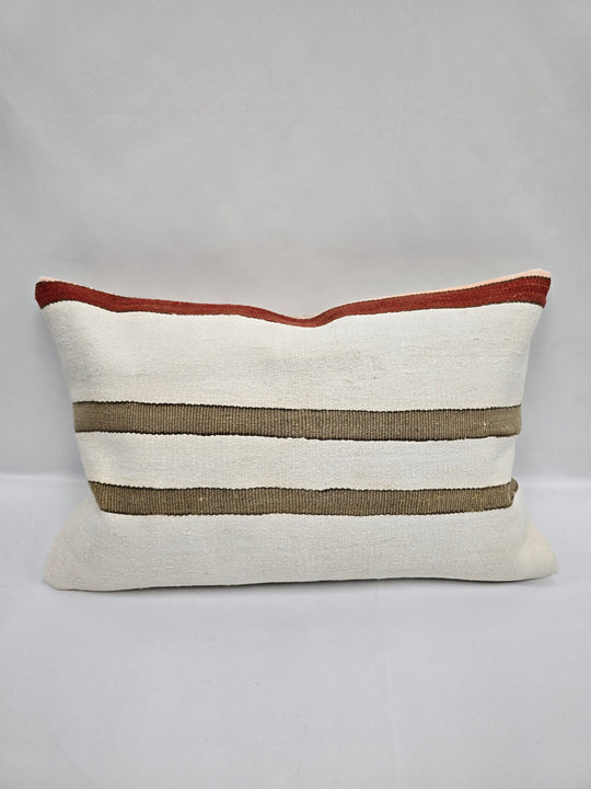 Turkish Hemp Pillow Cushion Natural Cream Green Red Pillow Cushion Cover 16" x 24" #9017