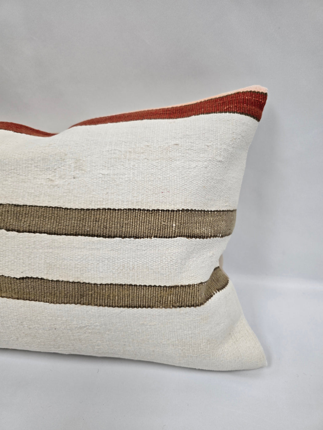 Turkish Hemp Pillow Cushion Natural Cream Green Red Pillow Cushion Cover 16" x 24" #9017