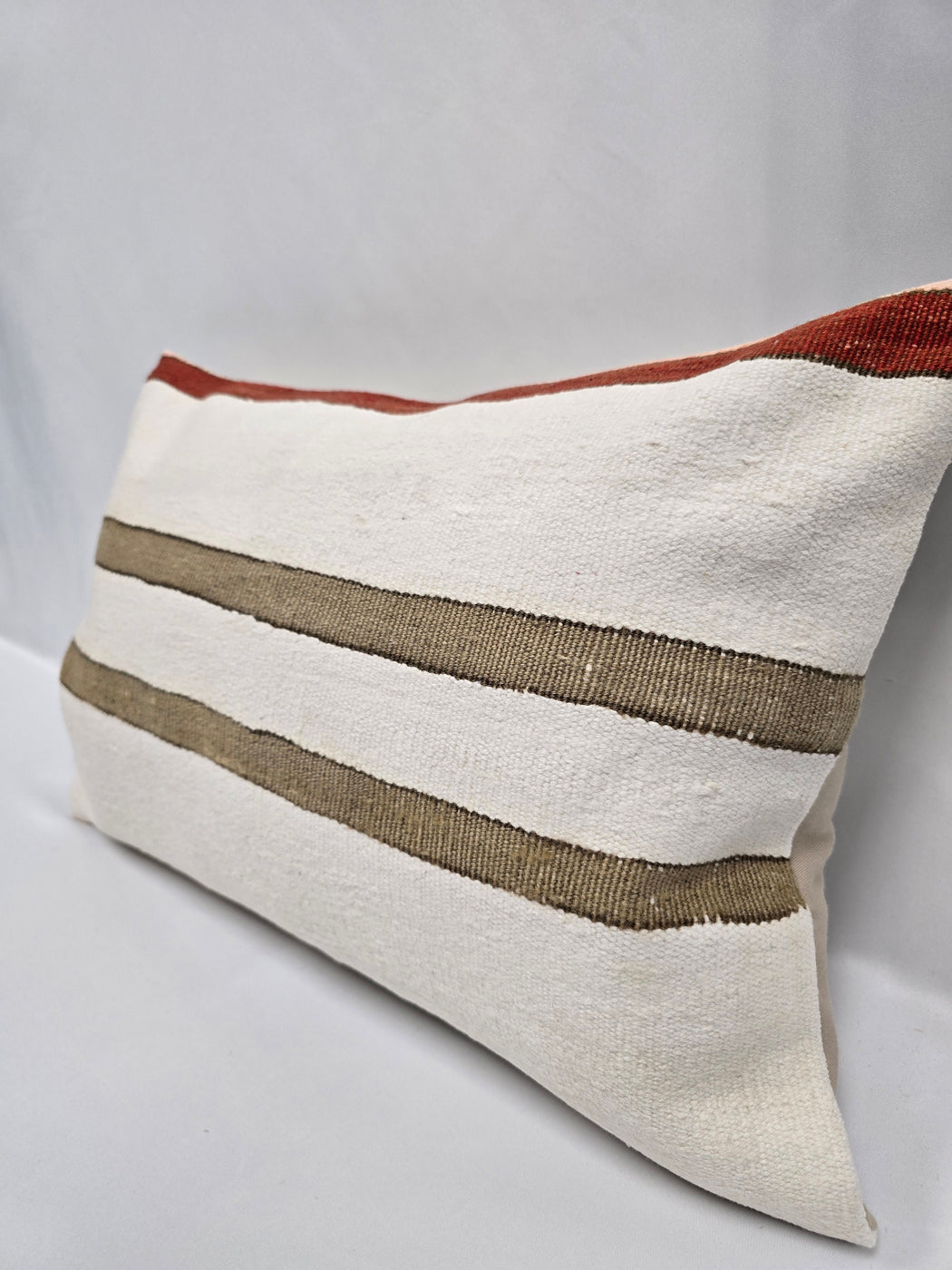 Turkish Hemp Pillow Cushion Natural Cream Green Red Pillow Cushion Cover 16" x 24" #9017