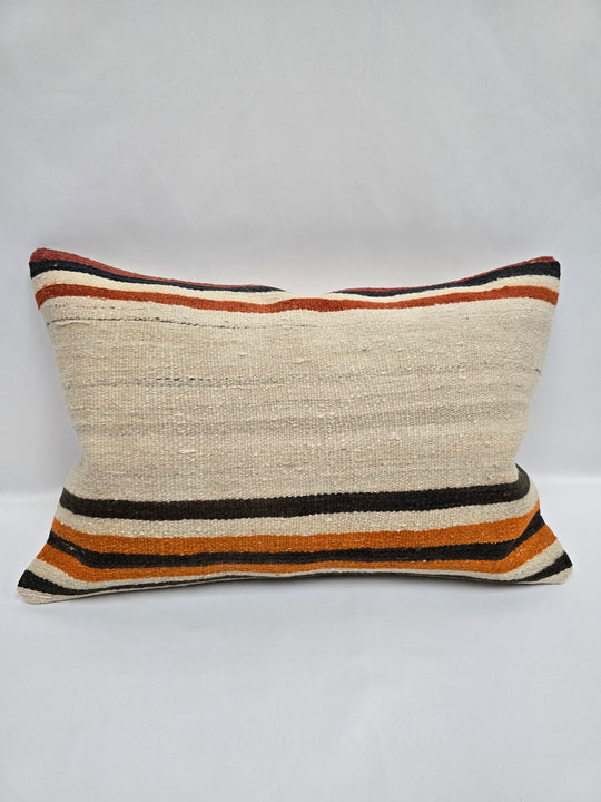 Turkish Hemp Pillow Cushion Natural Cream Brown Orange Pillow Cushion Cover 16" x 24" #9016