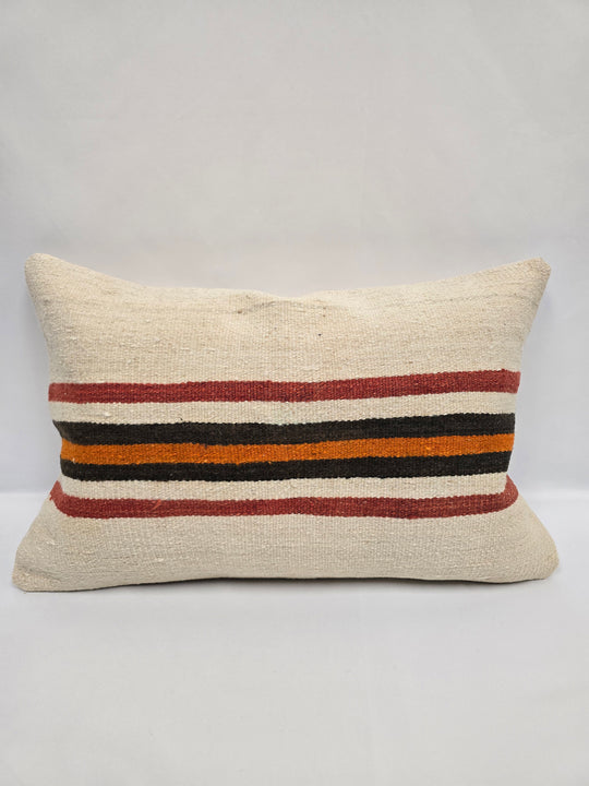 Turkish Hemp Pillow Cushion Natural Cream Black Orange Pillow Cushion Cover 16" x 24" #9012