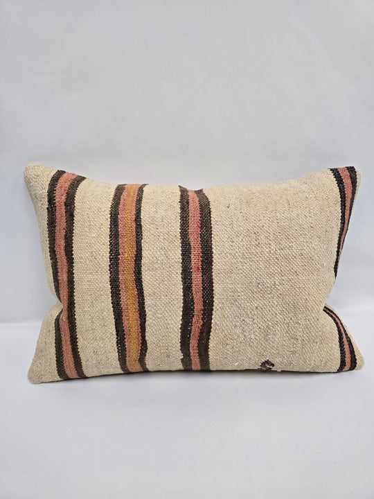 Turkish Hemp Pillow Cushion Natural Cream Brown Pink Pillow Cushion Cover 16" x 24" #9011