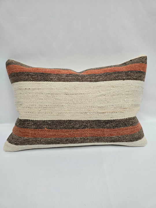Turkish Hemp Pillow Cushion Natural Cream Brown Pillow Cushion Cover 16" x 24" #9008