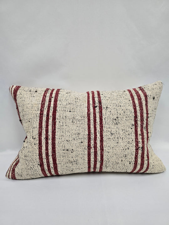 Turkish Hemp Pillow Cushion Natural Cream Black Pillow Cushion Cover 16" x 24" #9143