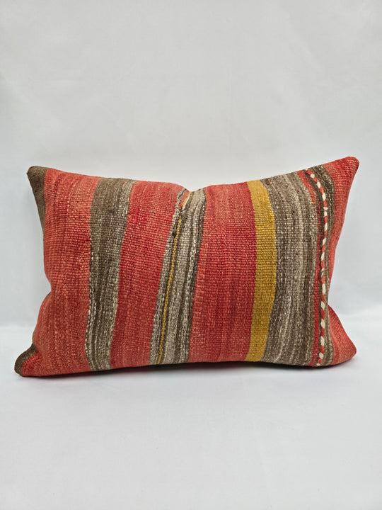 Turkish Hemp Pillow Cushion Natural Cream Brown Red Pillow Cushion Cover 16" x 24" #9005