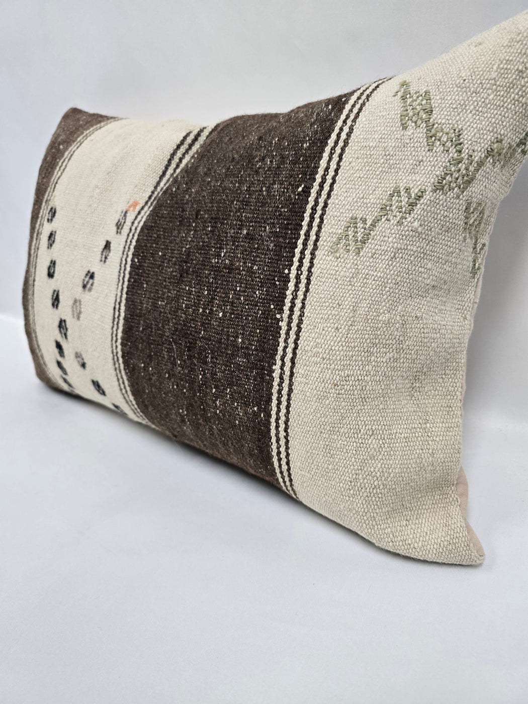 Turkish Hemp Pillow Cushion Natural Cream Brown Black Pillow Cushion Cover 16" x 24" #9141