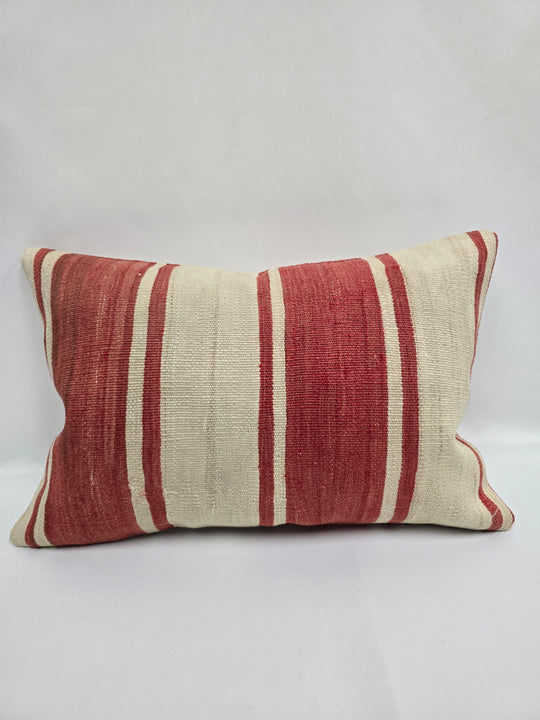 Turkish Hemp Pillow Cushion Natural Cream Red Pillow Cushion Cover 16" x 24" #9002