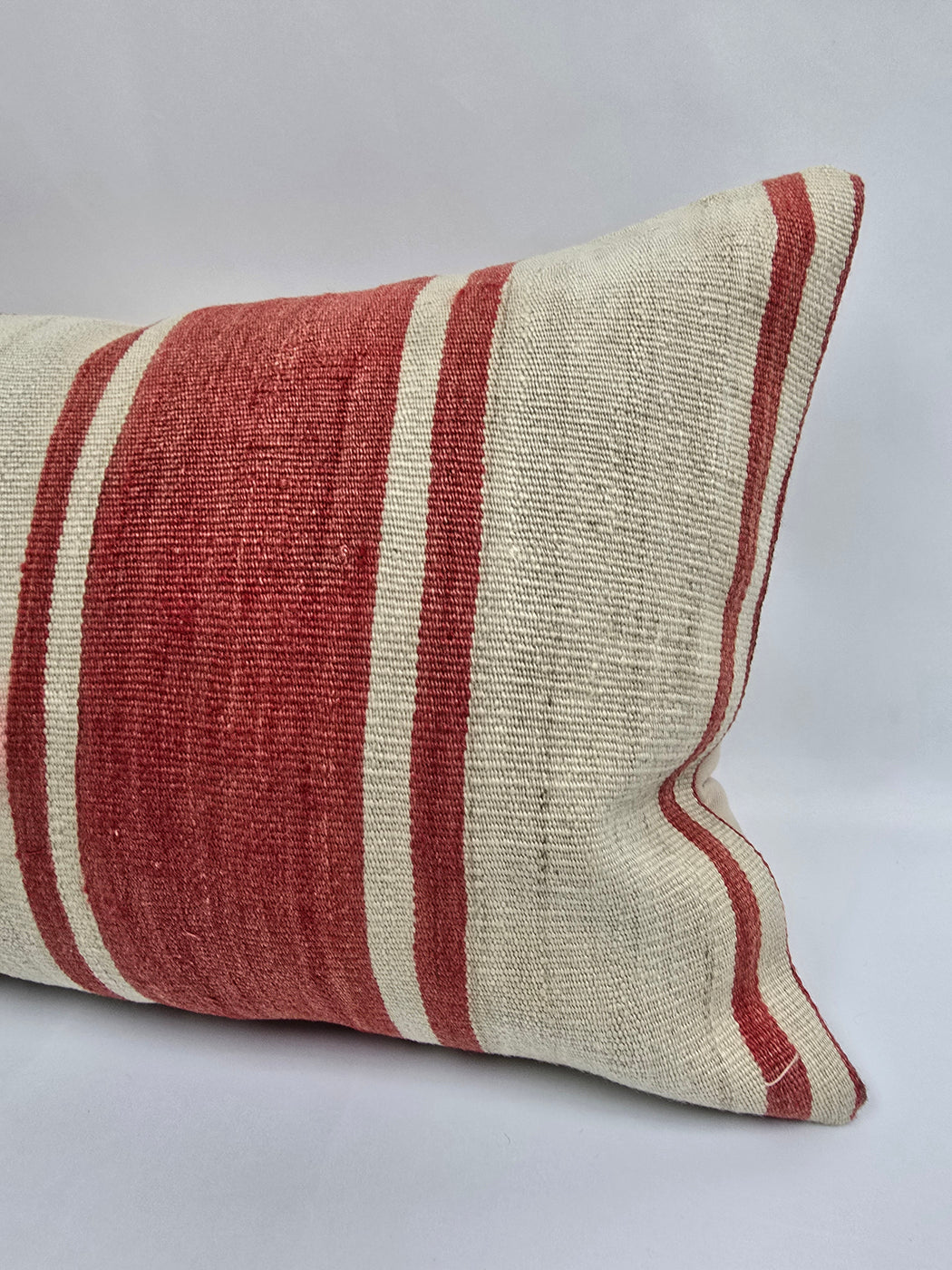 Turkish Hemp Pillow Cushion Natural Cream Red Pillow Cushion Cover 16" x 24" #9002