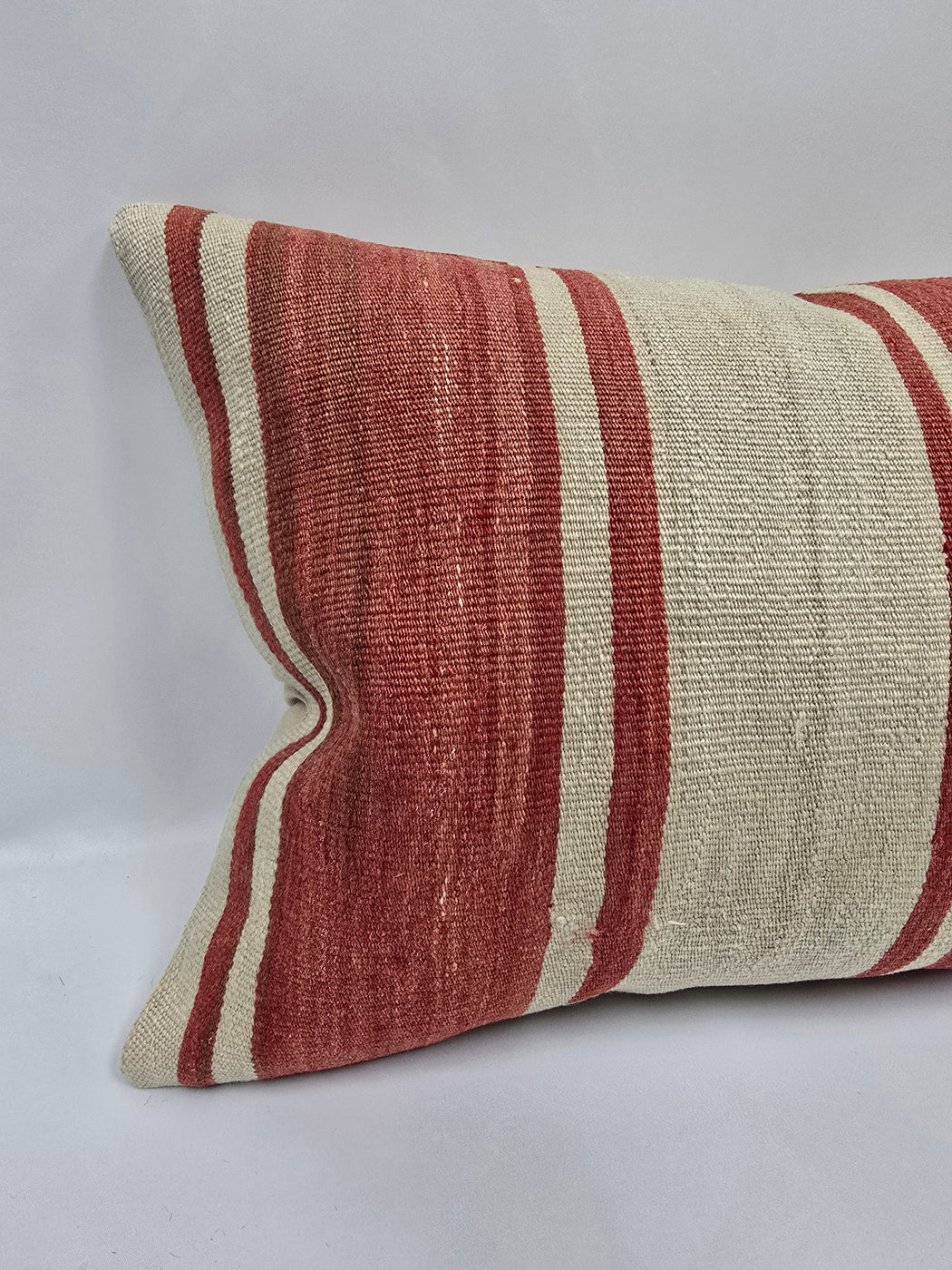 Turkish Hemp Pillow Cushion Natural Cream Red Pillow Cushion Cover 16" x 24" #9002