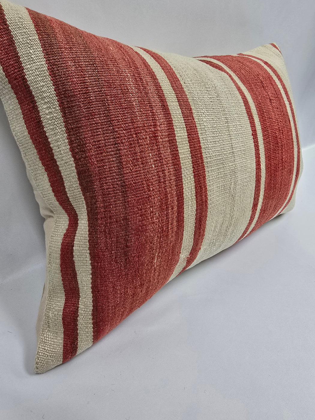 Turkish Hemp Pillow Cushion Natural Cream Red Pillow Cushion Cover 16" x 24" #9002