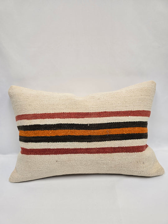 Turkish Hemp Pillow Cushion Natural Cream Red Orange Pillow Cushion Cover 16" x 24" #9003