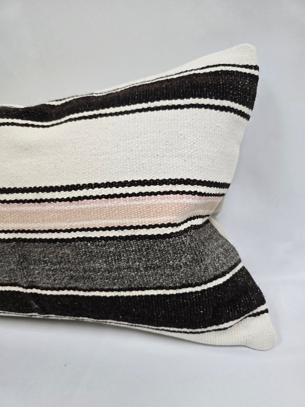 Turkish Hemp Pillow Cushion Natural Cream Black Gray Pillow Cushion Cover 16" x 24" #9144