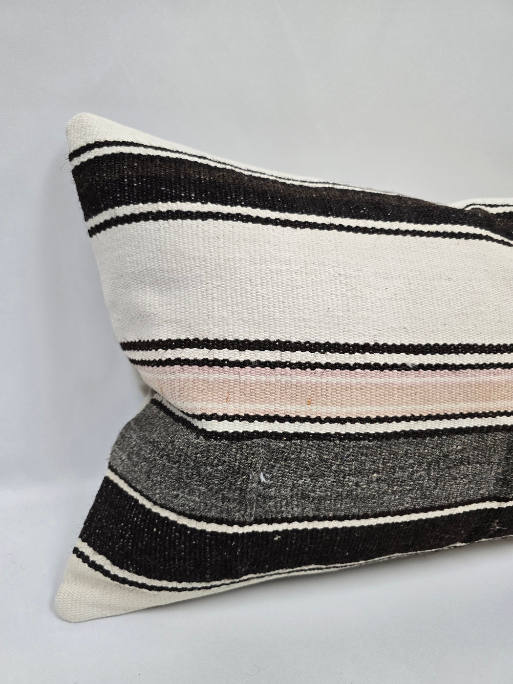 Turkish Hemp Pillow Cushion Natural Cream Black Gray Pillow Cushion Cover 16" x 24" #9144