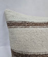 Turkish Lumbar Rug Pillow Cream Brown Cushion Cover Hemp Pillow 14" x 40" #9464