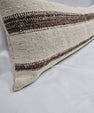 Turkish Lumbar Rug Pillow Cream Brown Cushion Cover Hemp Pillow 14" x 40" #9461