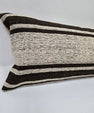 Turkish Lumbar Rug Pillow Cream Black Cushion Cover Hemp Pillow 14" x 40" #9463