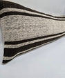 Turkish Lumbar Rug Pillow Cream Black Cushion Cover Hemp Pillow 14" x 40" #9463
