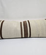 Turkish Lumbar Rug Pillow Cream Brown Cushion Cover Hemp Pillow 14" x 40" #9462