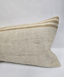 Turkish Lumbar Rug Pillow Cream Brown Cushion Cover Hemp Pillow 14" x 40" #9458